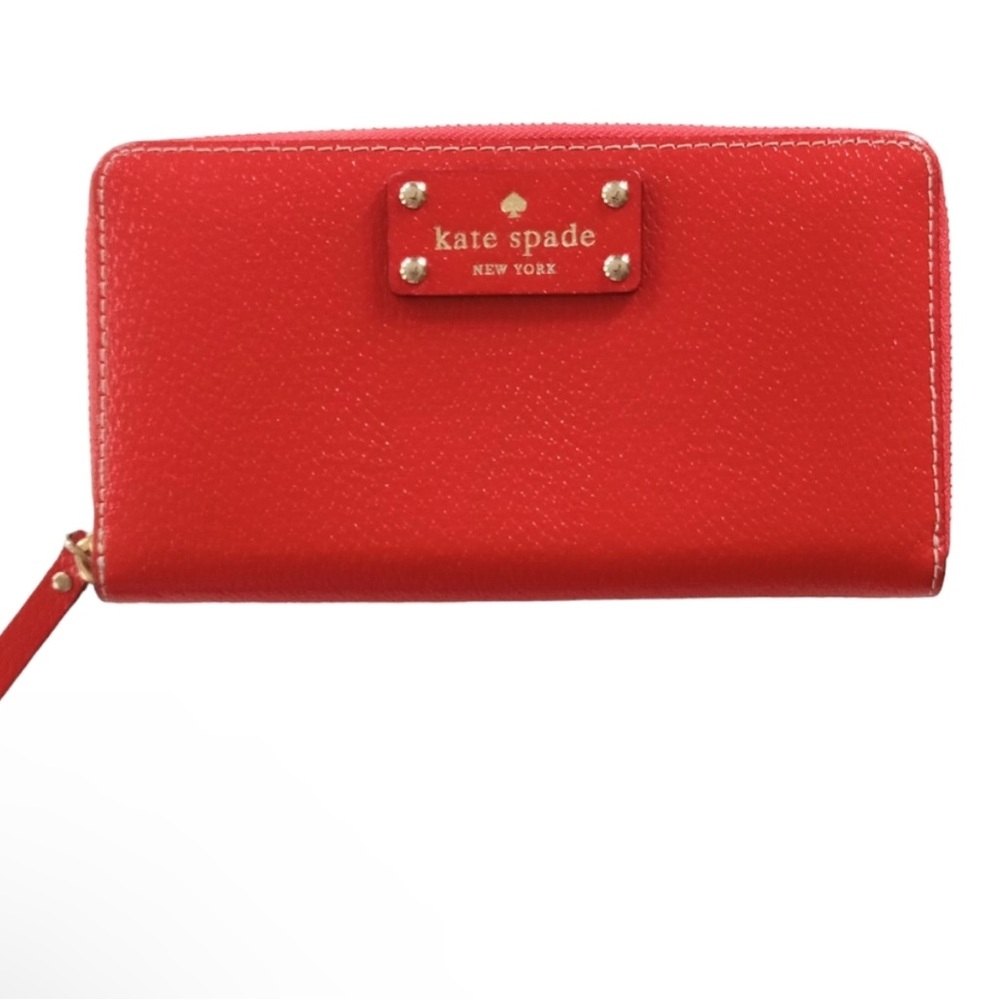 Kate Spade Neda Lacquer Red Zipper continental Wallet